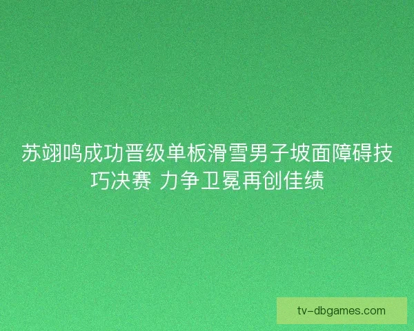 苏翊鸣成功晋级单板滑雪男子坡面障碍技巧决赛 力争卫冕再创佳绩