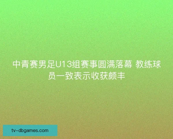 中青赛男足U13组赛事圆满落幕 教练球员一致表示收获颇丰