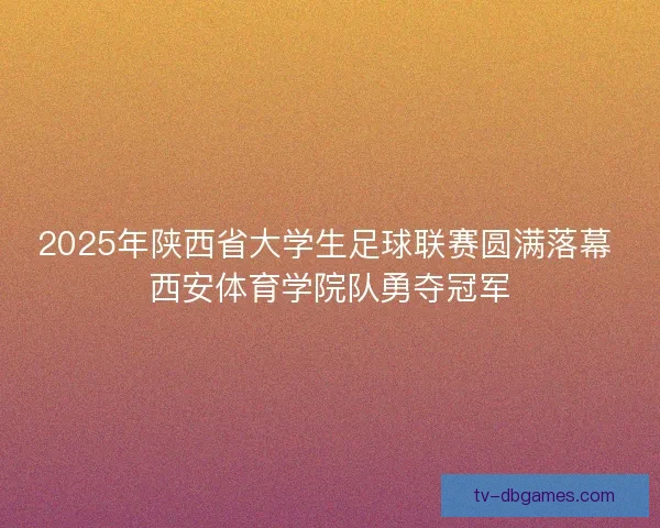 2025年陕西省大学生足球联赛圆满落幕 西安体育学院队勇夺冠军